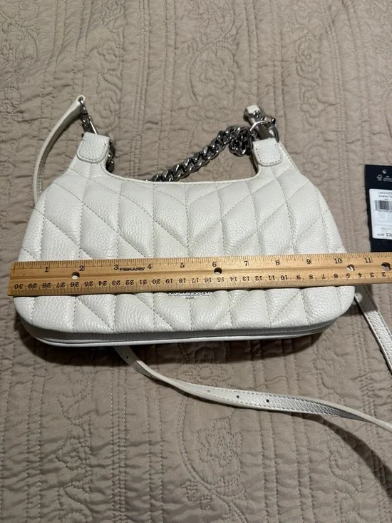 Karl Lagerfeld Quilted Cream Shoulder Bag with Silver Hardware - Picture 6 of 12